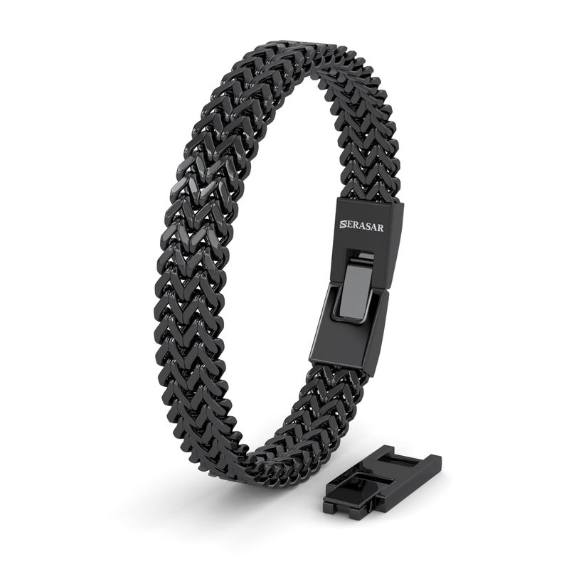SERASAR Mens Black Bracelet Stainless Steel Men's Bracelets Bangle Jewelry Gift For Men Gifts Braclet - Image 1