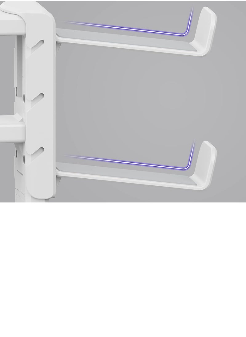 3-in-1 PC Gaming Headset and Controller Holder  Headphone Stand with Adjustable Clamp  2 Controller Holders, Rotating Arm and Cable Organizer  Universal PC Gaming Accessory Controller Headset Stand White
