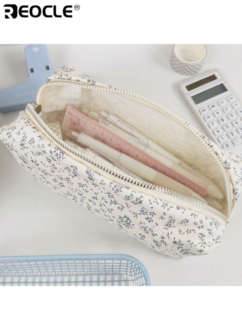 REOCLE Women's Pencil Case Patterned Cylindrical Pencil Pouch with Secure Closure Stylish Compact Organizer for Stationery & Small Daily Items - Image 4