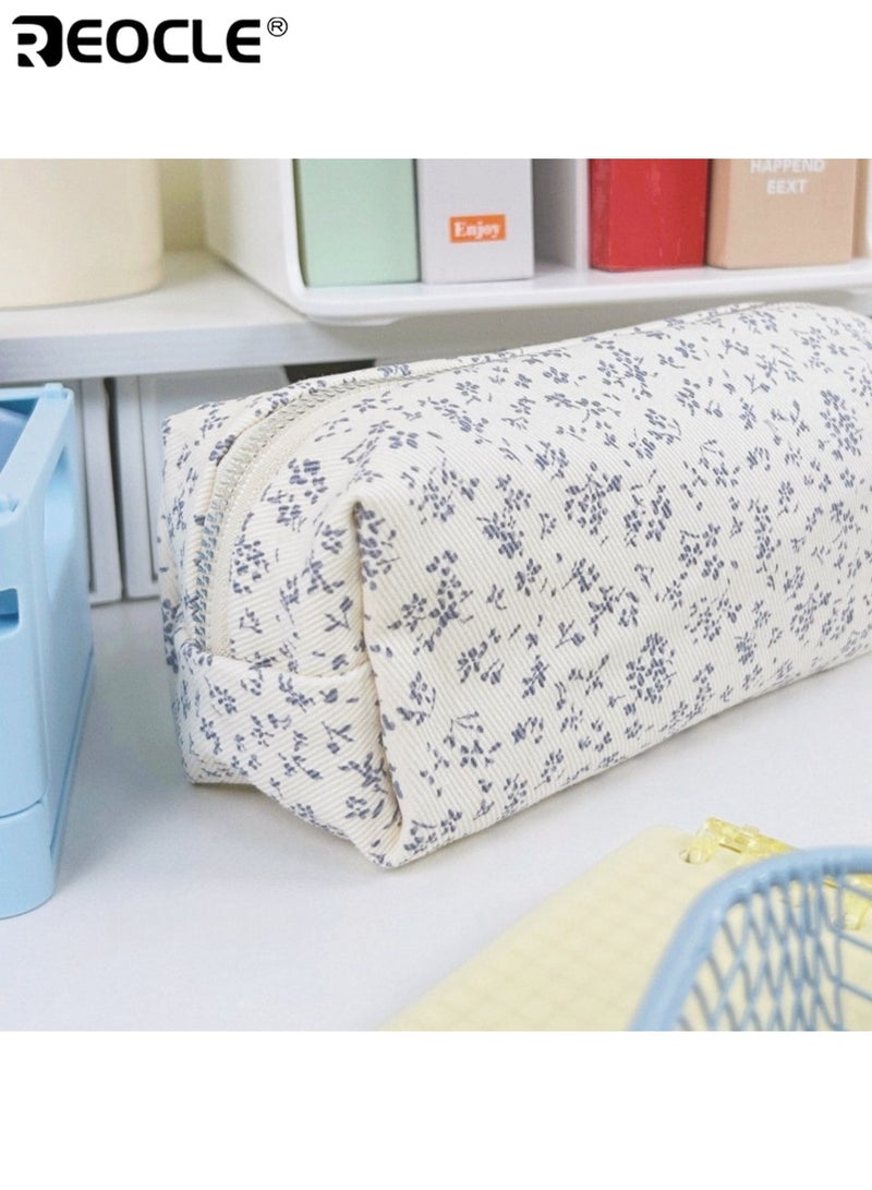 REOCLE Women's Pencil Case Patterned Cylindrical Pencil Pouch with Secure Closure Stylish Compact Organizer for Stationery & Small Daily Items - Image 5