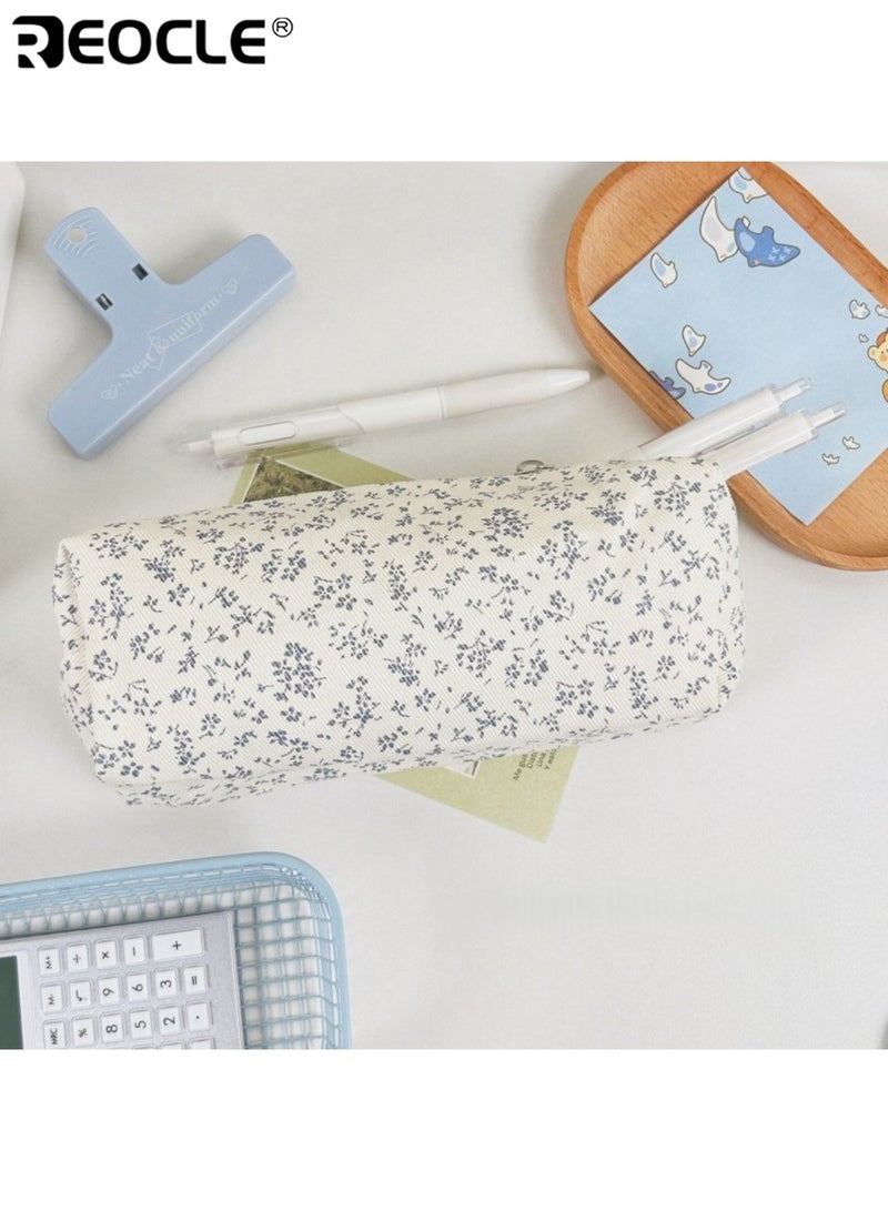 REOCLE Women's Pencil Case Patterned Cylindrical Pencil Pouch with Secure Closure Stylish Compact Organizer for Stationery & Small Daily Items - Image 3