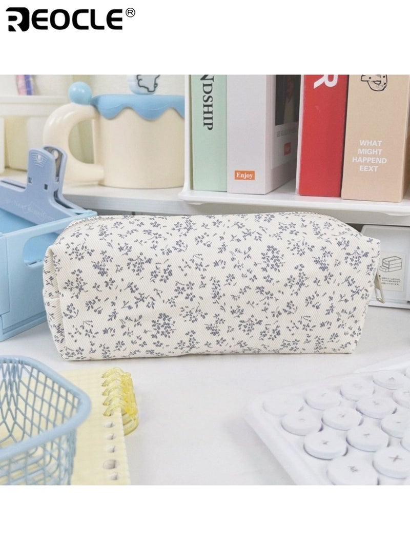 REOCLE Women's Pencil Case Patterned Cylindrical Pencil Pouch with Secure Closure Stylish Compact Organizer for Stationery & Small Daily Items - Image 2