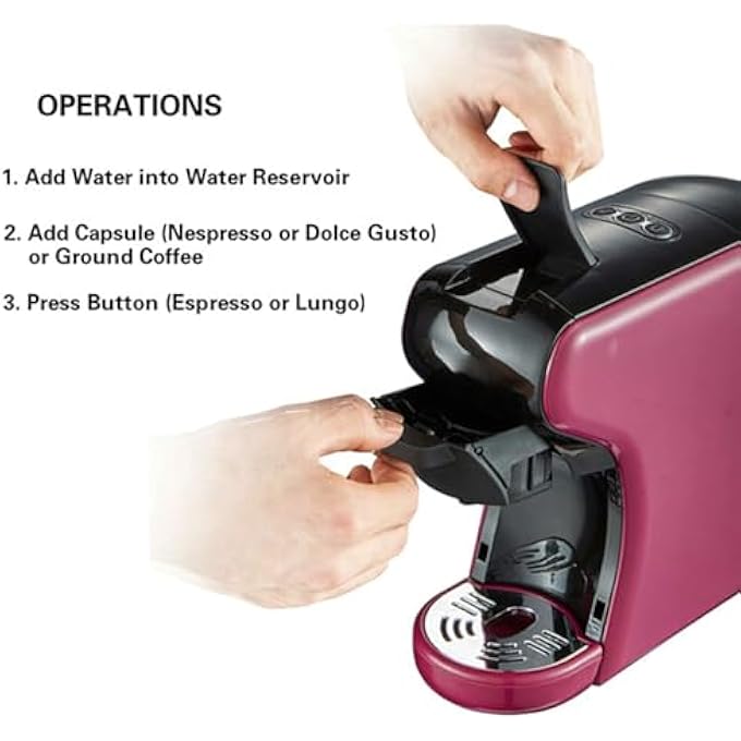 KASTWAVE Coffee Machine Powerful Pod Coffee Machine With 600Ml Detachable Water Tank Coffee Maker With 19 Bar Automatic Steam Pressure Pump For Espresso Powder Makes Iced Coffee Espresso Cappuccino - Image 5