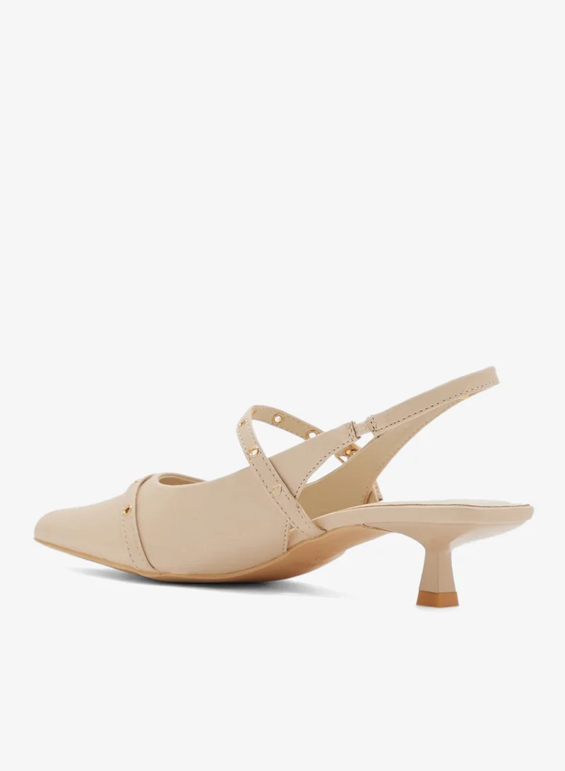 ELLA Double Strap Eyelet Detail Sling Back Low Heel Pump