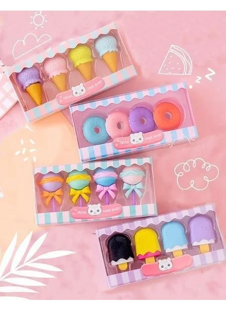 Kağıt Gemi Dükkan 4 Piece Ice Cream Eraser