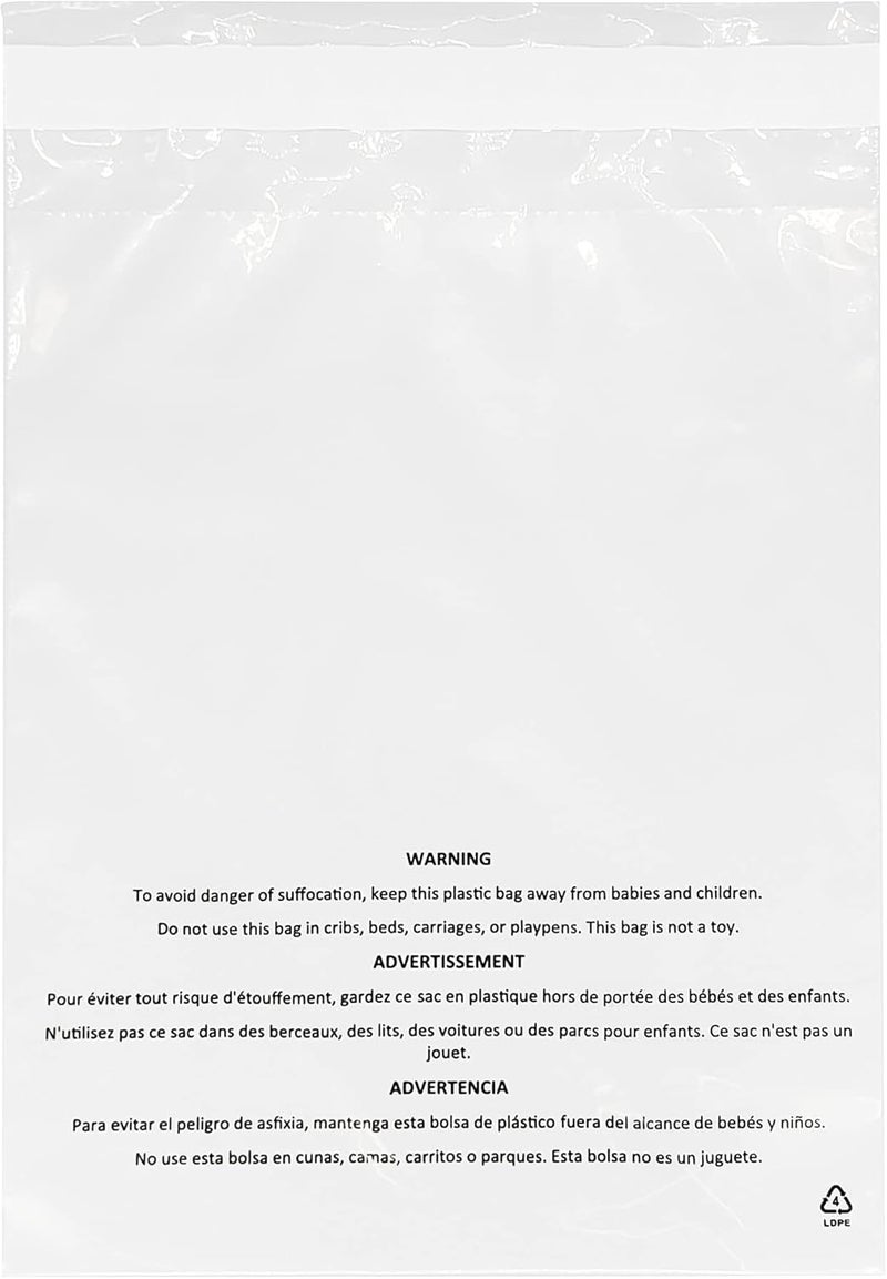 PolyPackers – 4 inch x 6 inch (1000 Pack) Self Seal Clear Poly Bags with Suffocation Warning – Permanent Adhesive – FBA Compliant for Packaging Clothes, Shirts - 1.5mil LDPE Plastic (PP-1000-4x6) - Image 1