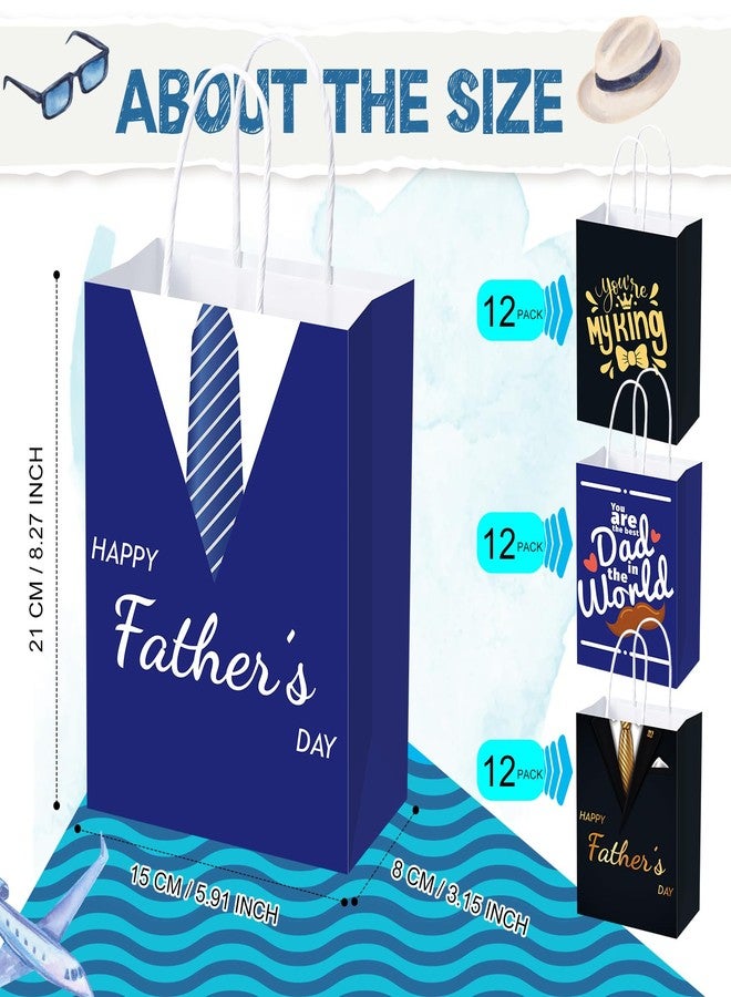 Engrowtic 48 Pieces Father's Day Paper Gift Bags Bulk Happy Father's Day Party Favors Bags Dad Treat Bags Suit Goodie Bags for Father's Day Party Favors Supplies - Image 3
