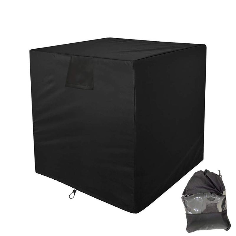 COOSOO Air Conditioner Cover for Outside Unit Outdoor Waterproof AC Unit Cover Heavy Duty Central AC Protection Cover with Windproof Elastic Drawstring All Season Protector Black
