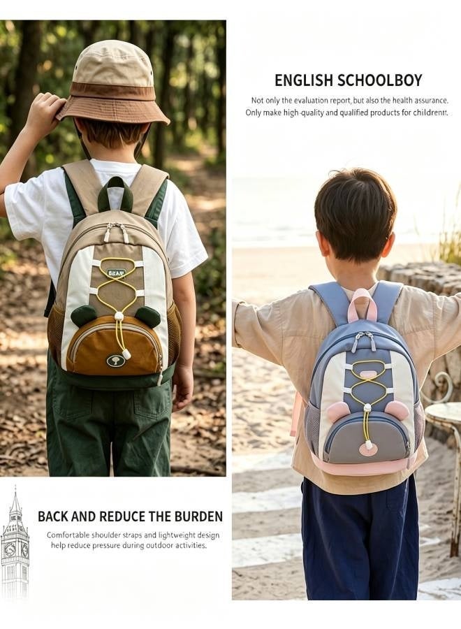 Kids Bear Kindergarten Backpack – Lightweight Large Capacity Spine-Protective Waterproof Wear-Resistant Breathable Parent-Child Outing School Supplies - Image 2