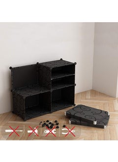 Oumffy Oumffy Almirah for ClothesPlastic Soft Sheet Collapsible Wardrobe for Clothes for Kids ClothesToyBook Baby Cupboard for Clothes Storage in Bedroom NurseryCartoon Black 6Shelf3Door  - Image 3