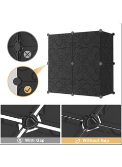 Oumffy Oumffy Almirah for ClothesPlastic Soft Sheet Collapsible Wardrobe for Clothes for Kids ClothesToyBook Baby Cupboard for Clothes Storage in Bedroom NurseryCartoon Black 6Shelf3Door  - Image 5