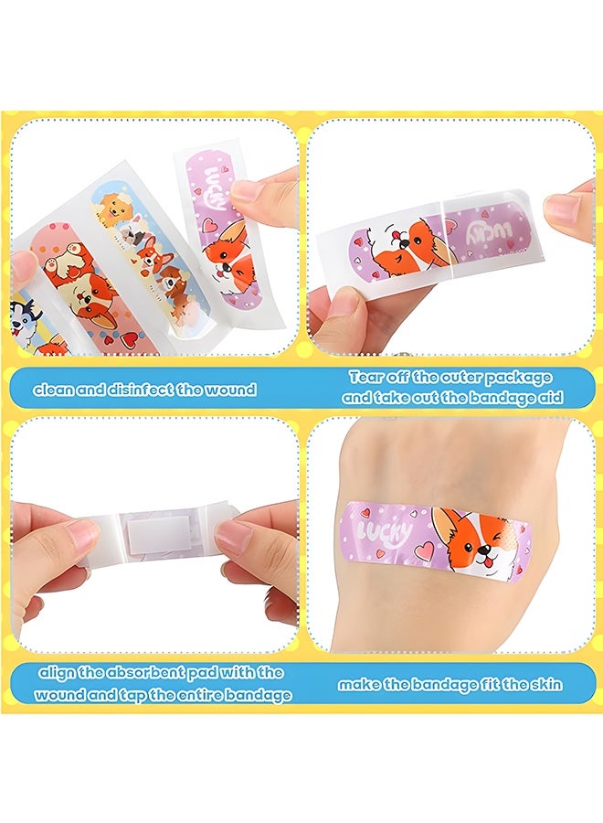 ضمادات كورجي لطيفة للأطفال - 100 قطعة من الضمادات اللاصقة المرحة (10 أشكال، 10 من كل شكل) - شرائط إسعافات أولية مقاومة للماء وآمنة للأطفال للجروح والخدوش الطفيفة - Image 4