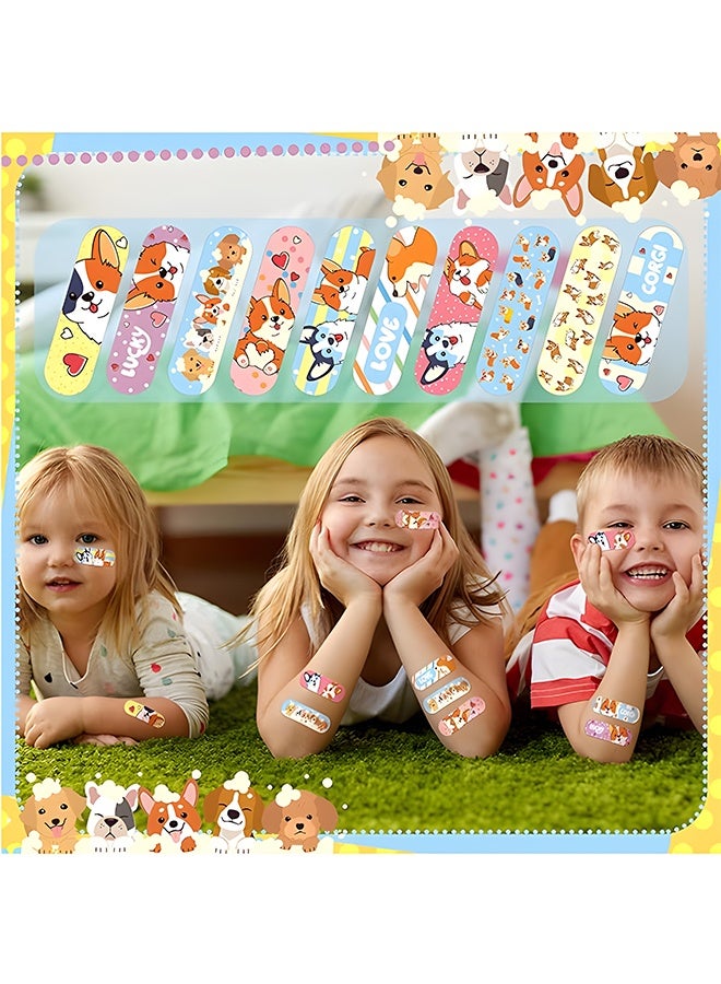 ضمادات كورجي لطيفة للأطفال - 100 قطعة من الضمادات اللاصقة المرحة (10 أشكال، 10 من كل شكل) - شرائط إسعافات أولية مقاومة للماء وآمنة للأطفال للجروح والخدوش الطفيفة - Image 5