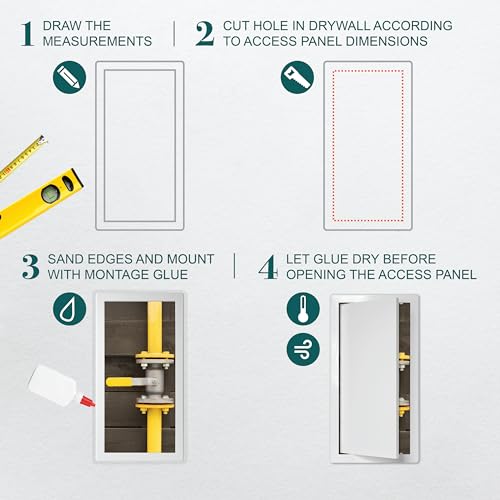 ECOPRO VENT 8" x 16" White Plastic Access Panel. Service Shaft Door Panel. Plumbing, Electricity, Heating, Alarm Wall Access Panel for Drywall. Bathroom Services Access Hole Cover. - Image 3