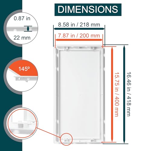 ECOPRO VENT 8" x 16" White Plastic Access Panel. Service Shaft Door Panel. Plumbing, Electricity, Heating, Alarm Wall Access Panel for Drywall. Bathroom Services Access Hole Cover. - Image 2