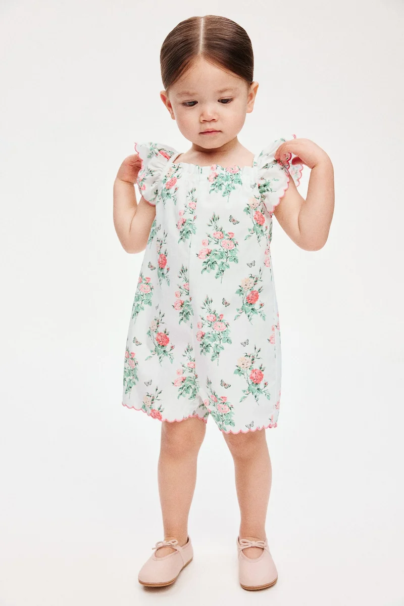 H&M Floral-print cotton romper suit