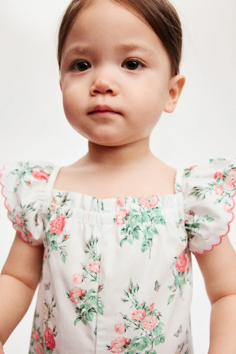 H&M Floral-print cotton romper suit