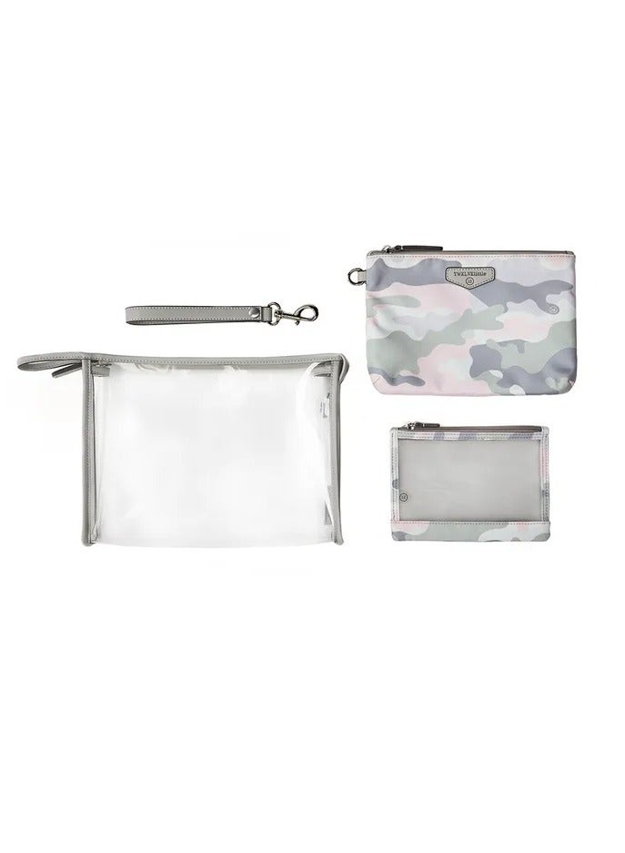 TWELVElittle TWELVElittle 3-In-1 Travel Organiser Pouch Set - Blush Camo  - Image 2