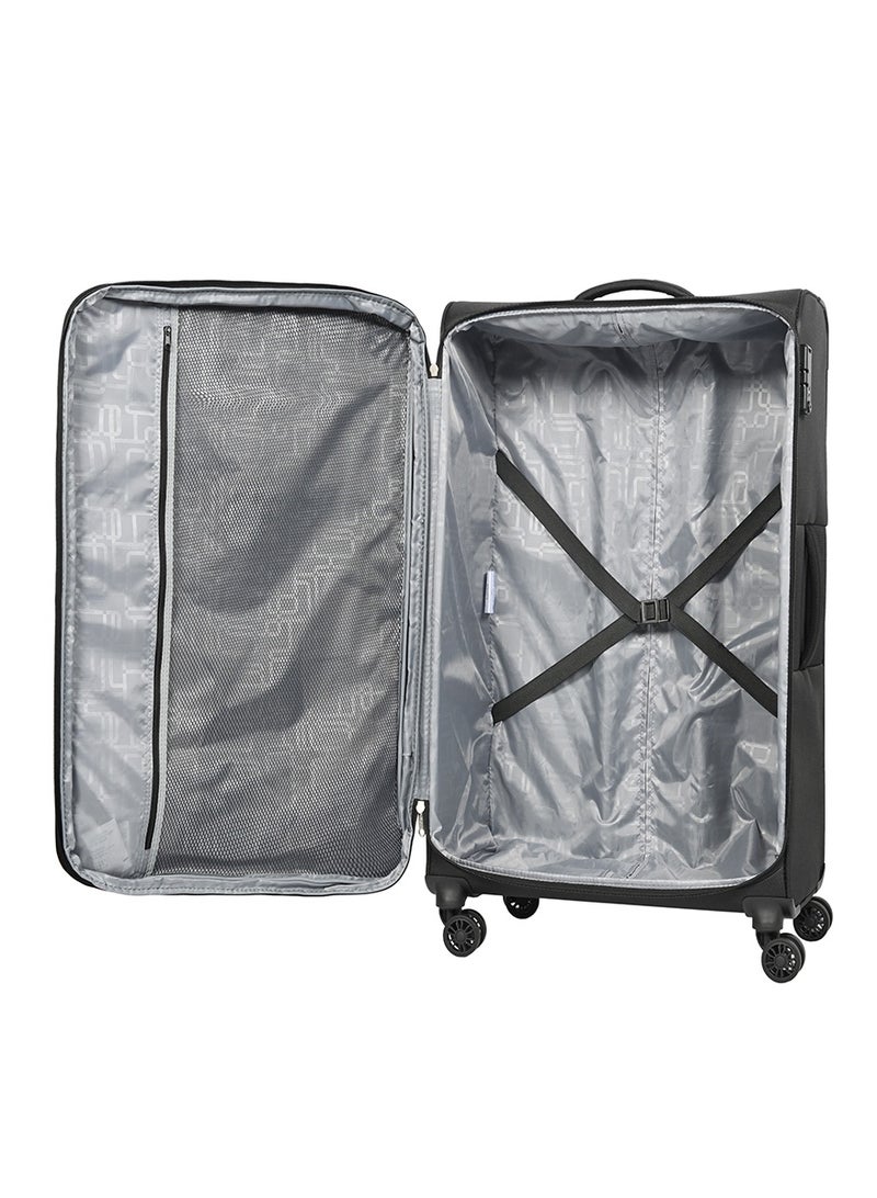 AMERICAN TOURISTER Duncan+ Suitcase, Check-In Size 83 cm, 4 Spinner Wheels, Soft Top, 100% Polyester, Black|Lightweight|Water Resistant Material|TSA Lock|Front Storage Compartment|Expandable - 3 Years International Warranty - Image 5