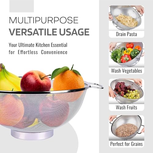 ASHMEN SS Fruit Storage Basket with Lid & Handles | 10 Inch Premium Mesh Basket | Fruit Basket With Lid | Fruit Basket for Dining Table | 3 Wire Dishwashing Rags for Wet and Dry Cleaning & 1 Knife - Image 3