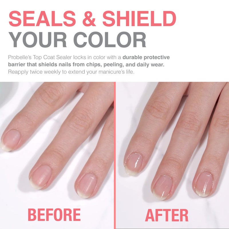 Probelle Top Coat Sealer, Quick Dry Nail Polish Top Coat, High Shine Glossy Nail Finish, Instantly Forms Clear Barrier For Enamel Protection, Fast Dry Manicure, Long Lasting Results, 0.5 fl oz/ 15 mL - Image 3