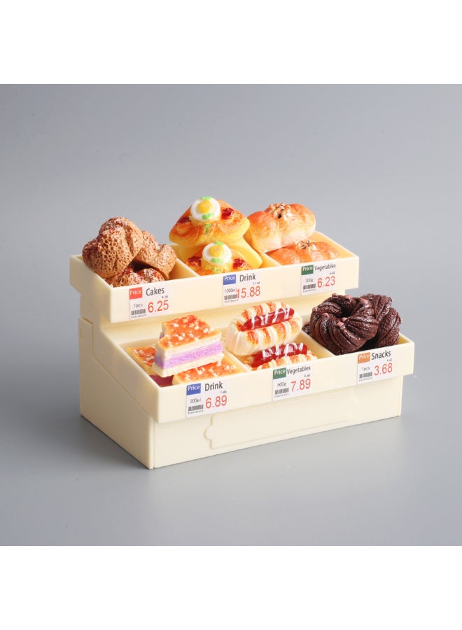 Mini Bread Rack Miniature Simulation Bread Food Play Dessert Model Ornaments Resin Food Children's Play Toys-Color:Beige Bread Rack + 18 Random Bread  - Image 1
