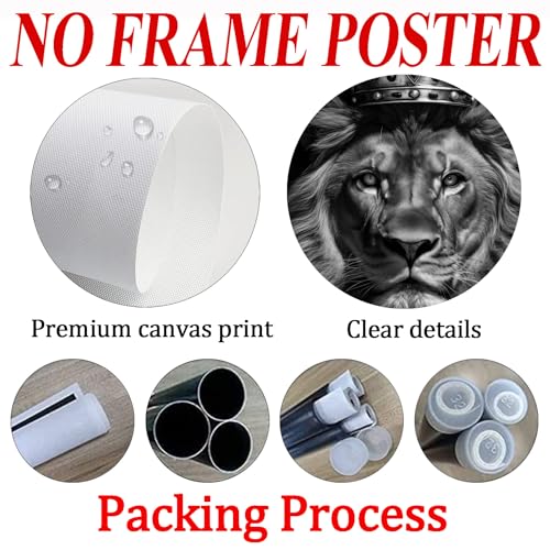 Wallvelart Lion Canvas Wall Art Black And White Animal Pictures Lion With Crown Wall Art Abstract Wildlife Print Painting Lions Poster Black And White Wildlife Wall Canvas Wild Animal Artwork 16x24inch No Frame - Image 5
