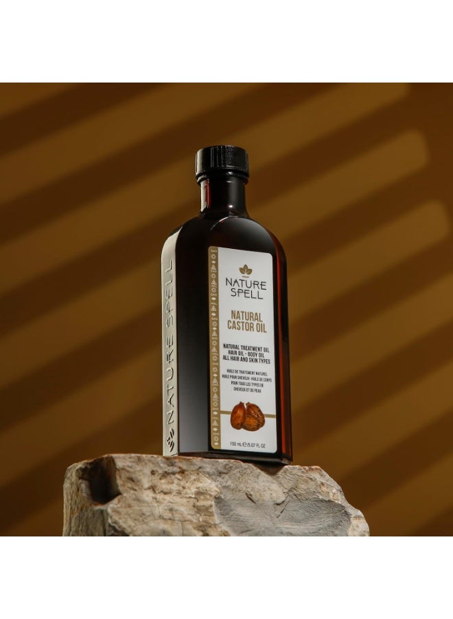 Nature Spell زيت الخروع المضغوط على البارد من ناتشر سبيل، زيت خروع نقي لنمو الشعر، يعمل للرموش، الحواجب، والبشرة، 5.07 أونصة سائلة - Image 3