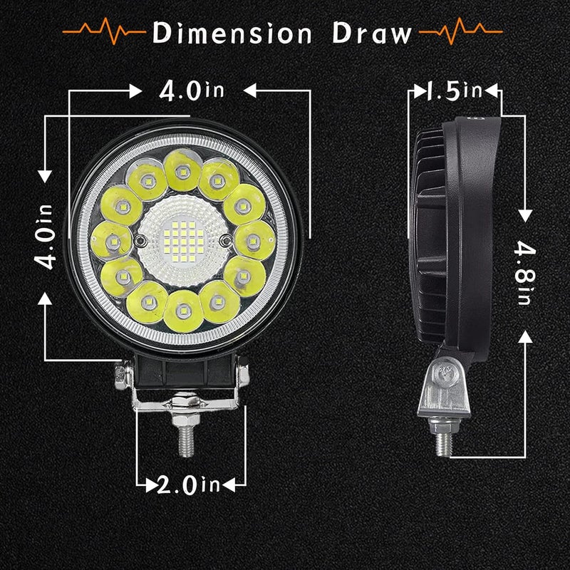 SAN YOUNG LED Work Light Pods for Trucks, 4.5 Inch 10V-30V 99W Round Flood Spot Off Road Driving Light - 4 Pack - Image 2