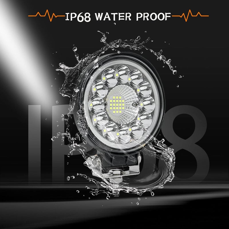 SAN YOUNG LED Work Light Pods for Trucks, 4.5 Inch 10V-30V 99W Round Flood Spot Off Road Driving Light - 4 Pack - Image 5