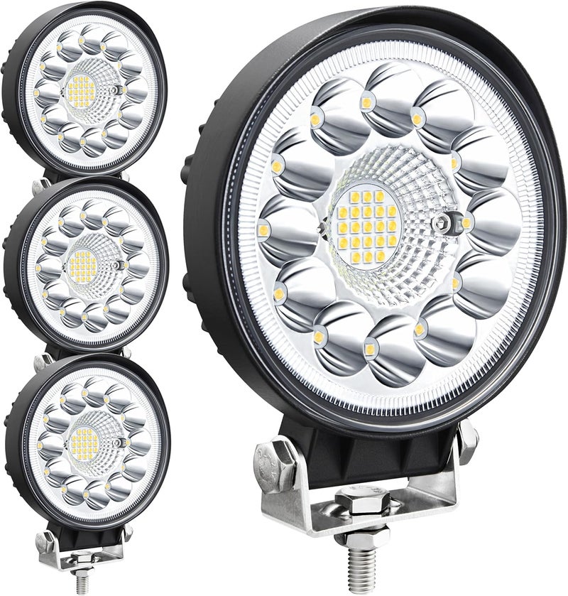 SAN YOUNG LED Work Light Pods for Trucks, 4.5 Inch 10V-30V 99W Round Flood Spot Off Road Driving Light - 4 Pack - Image 1