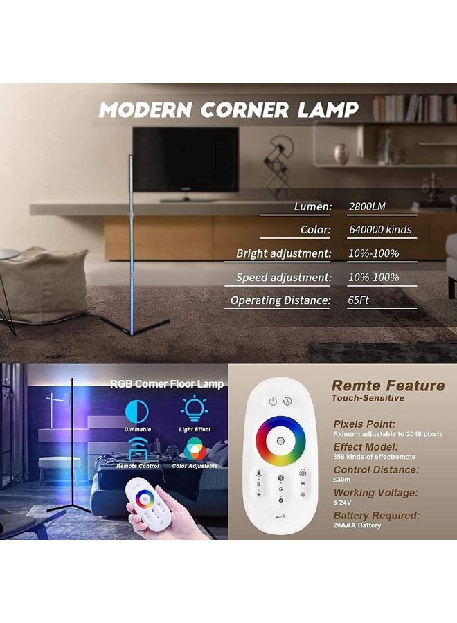 XiuWoo Remote Control LED Light Corner Lamp ABS 20 Watt ABS Multicolour 132cm - Image 3