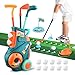CAPTAIN CHAOWING Toddler Golf Set with Putting Mat Upgraded Kids Golf Cart with Shoulder Strap Toddler Glove Plastic Clubs 10 Balls Indoor Outdoor Sports Toys Birthday Gift for Boys Girls Aged 3 4 5 Years Old - Image 2