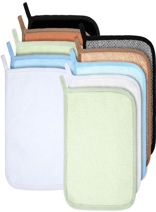 Tudomro 10 Pcs Exfoliating Washcloths Double Sided Man Wash Cloths Body Face Exfoliating Scrub Cloths for Shower Men Women(10.2 x 8.7 Inch,Light Color) - Image 1