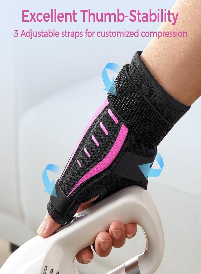 FULDAY Thumb Brace Right/Left Hand, Thumb Spica Splint Hand Brace for Arthritis Pain and Support, Ergonomical Thumb Stabilizer for Trigger Thumb, CMC, De Quervains Tenosynovitis Pain Relief (Pink/Black, M - Fit both hands) - Image 3