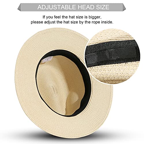 JOYEBUY Womens UPF50 Foldable Summer Straw Hat Wide Brim Fedora Sun Beach hat (Khaki) - Image 3
