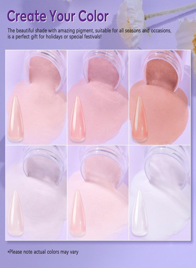 SWEET TREND Acrylic Nail Kit for Beginners: 6 Colors Acrylic Powder and Liquid Starter Set - White Nude lotus Light Pink Brown Professional Kit with Acrylic Nail Brushes Files Forms for Home DIY Practice - Image 3