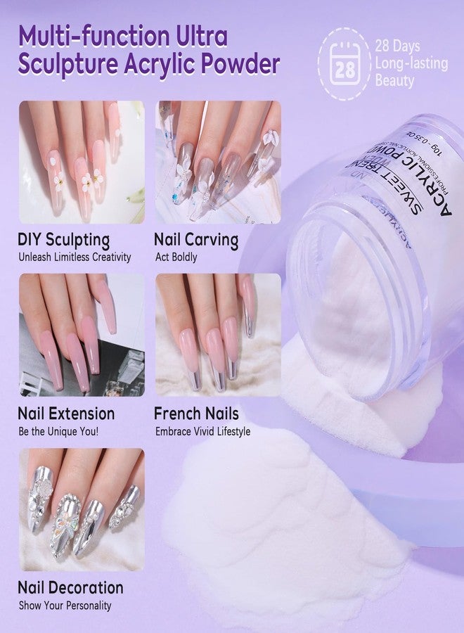 SWEET TREND Acrylic Nail Kit for Beginners: 6 Colors Acrylic Powder and Liquid Starter Set - White Nude lotus Light Pink Brown Professional Kit with Acrylic Nail Brushes Files Forms for Home DIY Practice - Image 5