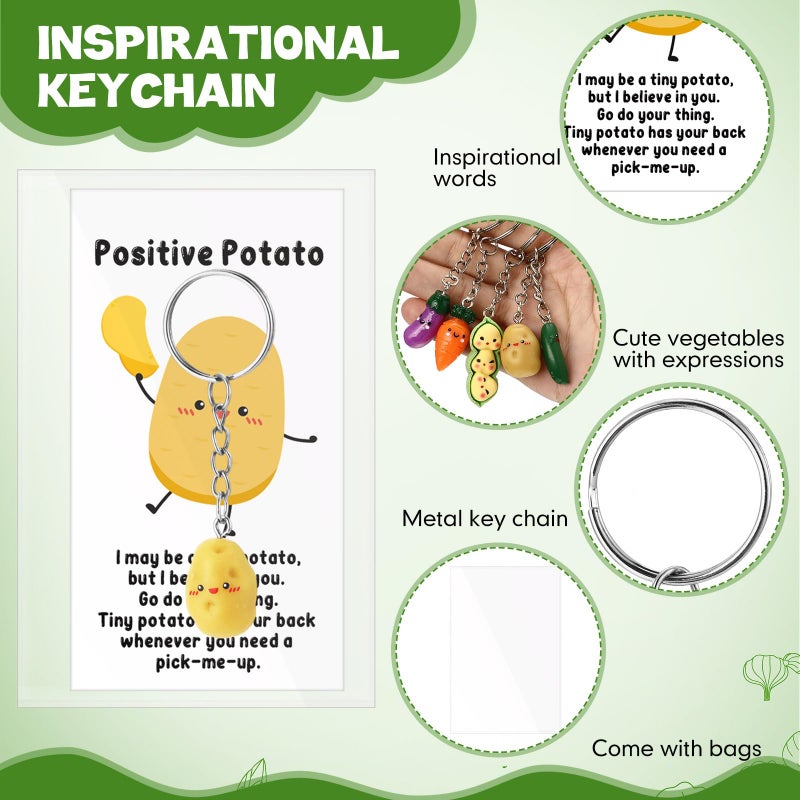 Ecation 20 Set Emotional Encouraging Support Pickle Keychain Employee Appreciation Day Positive Vegetable Keyring Affirmation Card - Image 3
