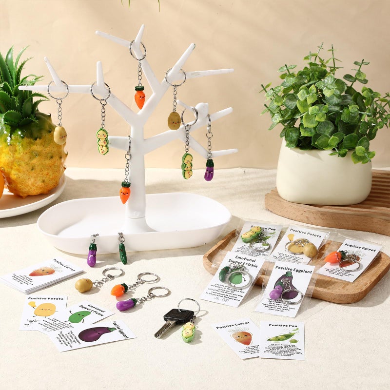 Ecation 20 Set Emotional Encouraging Support Pickle Keychain Employee Appreciation Day Positive Vegetable Keyring Affirmation Card - Image 4