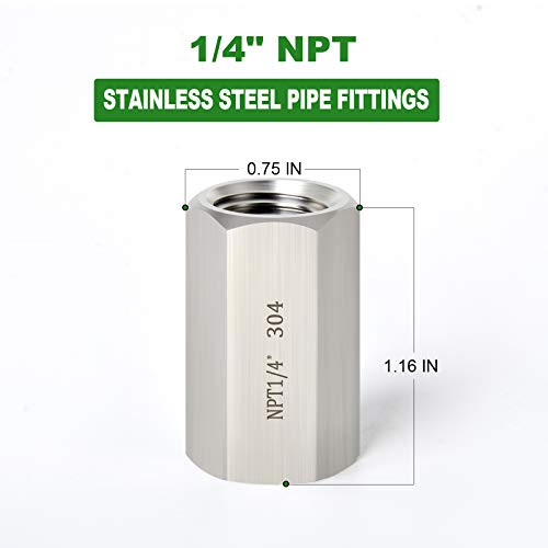 TAISHER 2PCS Forging of 304 Stainless Steel Full Hex Coupling, 1/4-Inch Female Pipe x 1/4-Inch Female Pipe Fitting - Image 4