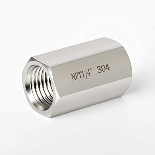 TAISHER 2PCS Forging of 304 Stainless Steel Full Hex Coupling, 1/4-Inch Female Pipe x 1/4-Inch Female Pipe Fitting - Image 2