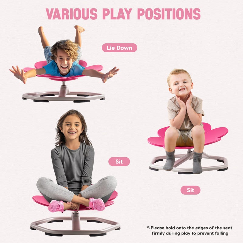 ROBUD Kids Sensory Swivel Chair, Autism Kids Swivel Chair with Non-Slip Design, Training Body Coordination, Flower Shape Wobble Chair, No Assembly, Pink - Image 5