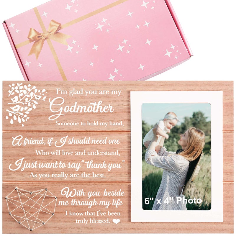 Sioial Godmother Proposal Gift Unique Godmom Photo Frame KeepsakeThank You GiftBaptism Christening Frame Present for GodmomWooden Picture FrameIm Glad You Are My Godmother