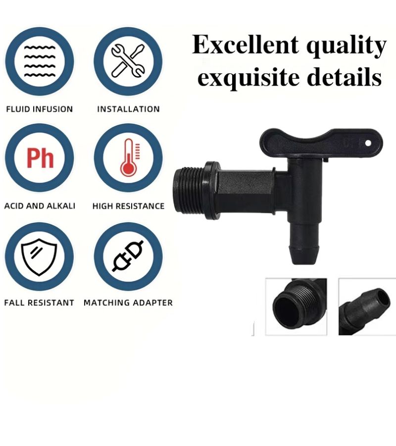 3 Piece 3/4 Inch Plastic Rainwater Faucet Valve With Locking Nut And Tape - Image 3