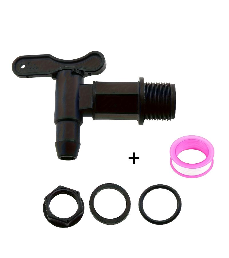 3 Piece 3/4 Inch Plastic Rainwater Faucet Valve With Locking Nut And Tape - Image 4