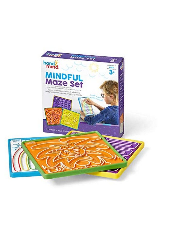 hand2mind Mindful Maze Boards Learn Breathing Patterns Mindfulness For Kids Anxiety Relief Tactile Sensory Toys Play Therapy Toys Social Emotional Learning Activities Calm Down Corner Supplies - Image 1