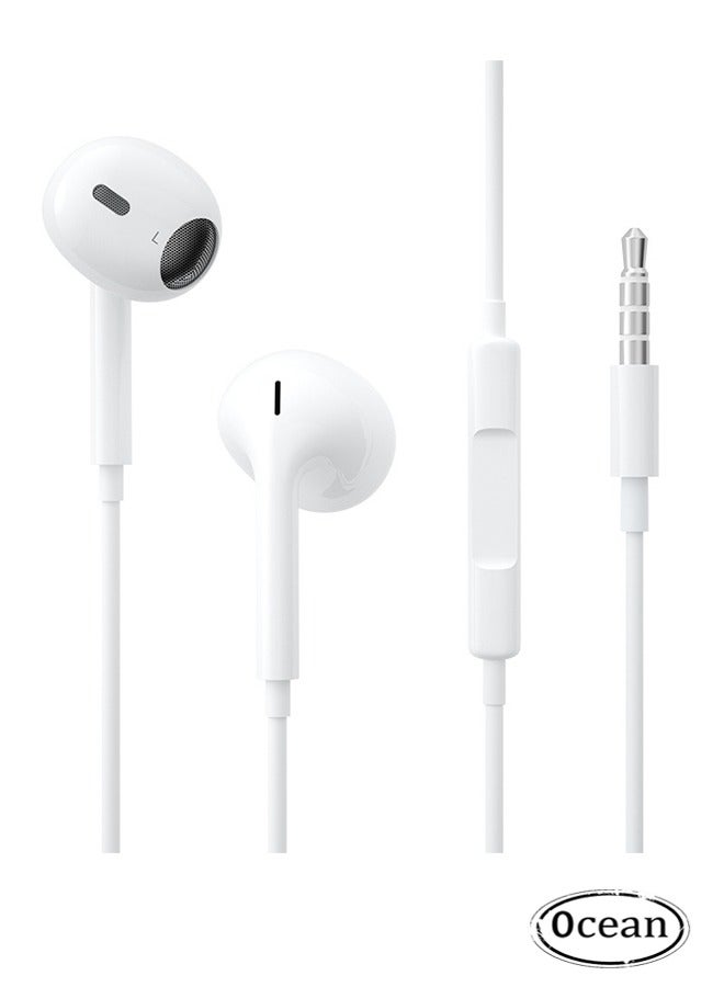 أوشن 3.5mm سماعات سلكية ، مع المدمج في الميكروفون و التحكم في حجم سماعة ، اي فون ، آي باد ، الدخن ، هواوي ، الروبوت الهاتف المحمول ، قرص كمبيوتر محمول ، أبيض - Image 1