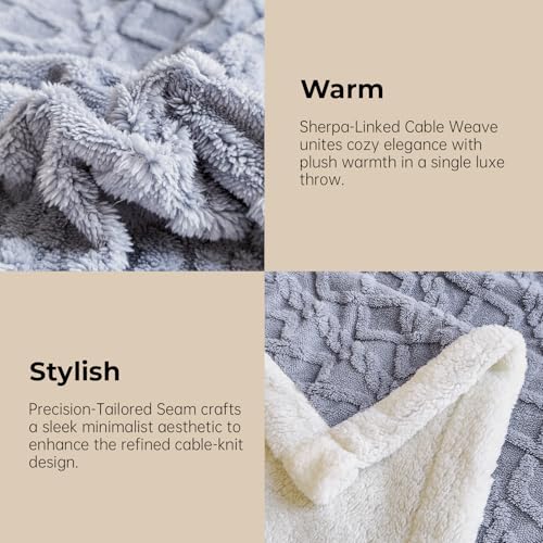 PAJEO Sherpa Blanket for Bed - Fleece Soft Cozy Fuzzy Blankets Thick Warm for Winter and All Seasons(Light Gray,Full(80"x90")) - Image 5