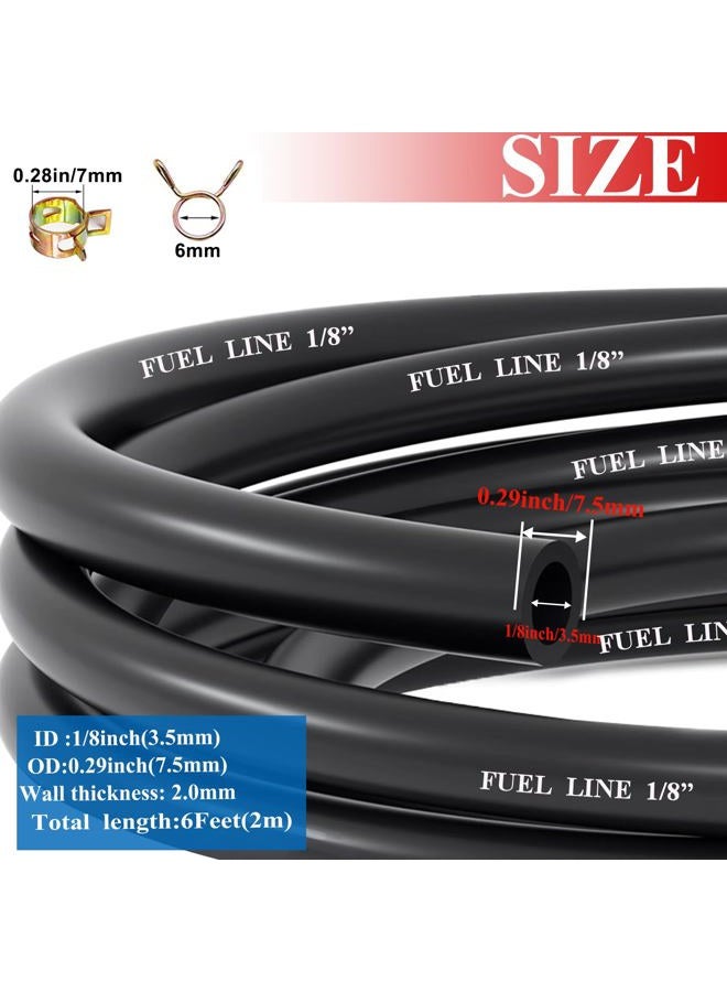 Sunxeke 6 Feet 1/8 Inch ID Fuel Line with 20Pcs Hose Clamps for Kawasaki Kohler Lawn Mowers Tractors Small Engines Mini Bike ATV Golf Cart Motorcycle - Image 2